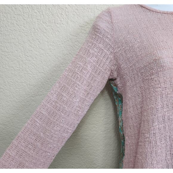 Vintage Havana Pink Popcorn Knit Long Sleeve Top Large Rayon Back Panel Soft - Picture 2 of 5